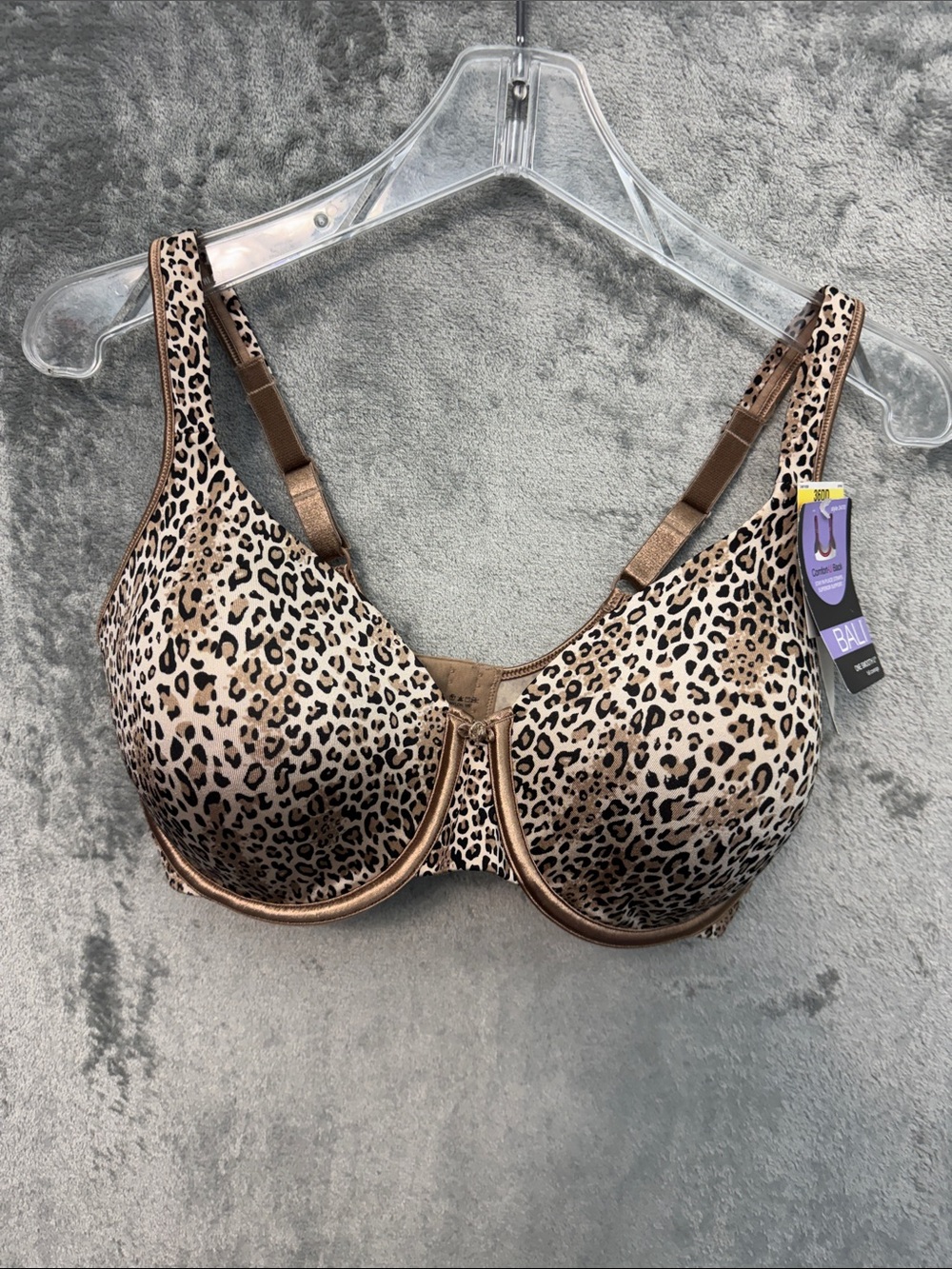 Bali Leopard Print Underwire Bra 36DD Brown/Black NEW